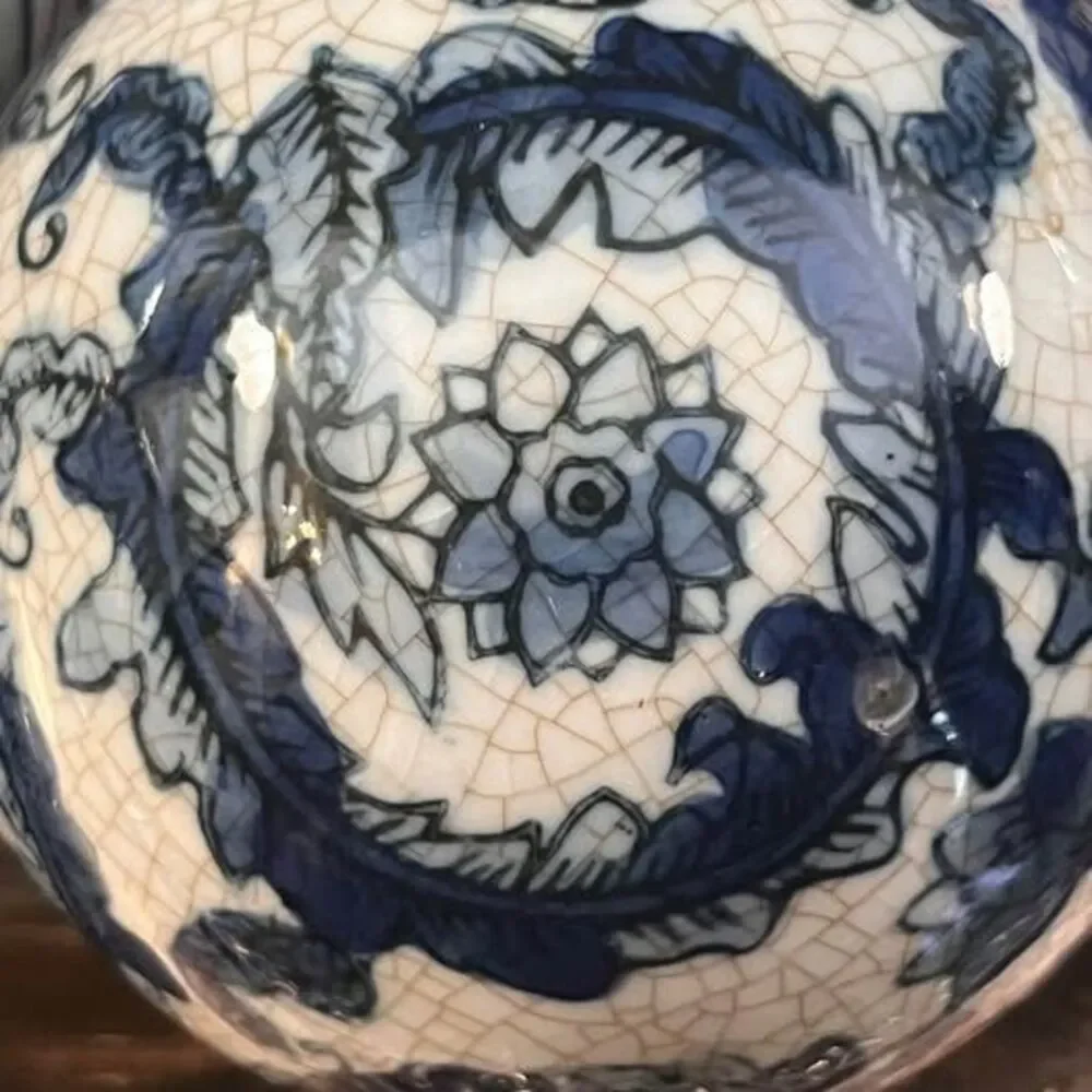 Chinoiserie Blue and White Ceramic Orbs - Grandmillennial Decor Bowl Fillers